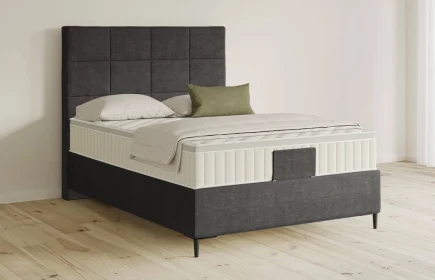 Mozart Boxspringbett Serie 5 Schubert 140x200 Feiner Stoff Carbon Grey H4 Königliche Matratze