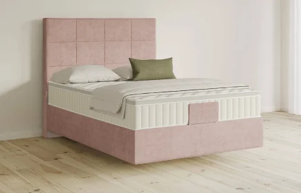 Mozart Boxspringbett Serie 5 Schubert 140x200 Feiner Stoff Rose Glow H3 schwebend Königliche Matratze