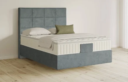Mozart Boxspringbett Serie 5 Schubert 140x200 Samt Dusty Blues H3 schwebend Königliche Matratze