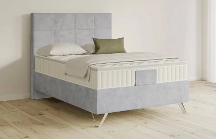 Mozart Boxspringbett Serie 5 Schubert 140x200 Samt Fog Grey H2 Königliche Matratze