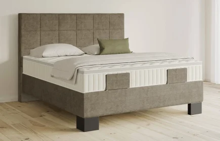 Mozart Boxspringbett Serie 5 Schubert 160x200 Feiner Stoff Dusty Taupe H4/H2 Königliche Matratze