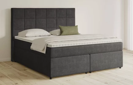 Mozart Boxspringbett Serie 5 Schubert 160x200 mit Bettkasten Feiner Stoff Anthrazit H2/H4