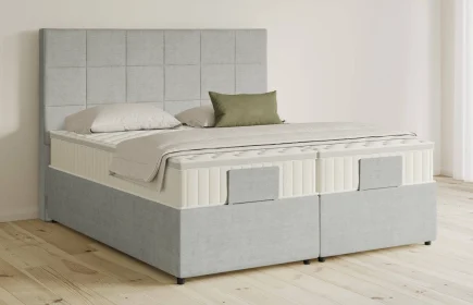 Mozart Boxspringbett Serie 5 Schubert 160x200 mit Bettkasten Feiner Stoff Lunar Mist H3/H3 Königliche Matratze