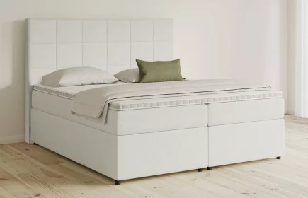 Mozart Boxspringbett Serie 5 Schubert 160x200 mit Bettkasten Samt Cremeweiß H3/H3