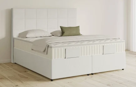 Mozart Boxspringbett Serie 5 Schubert 160x200 mit Bettkasten Samt Vanilla Nice H3/H2 Königliche Matratze