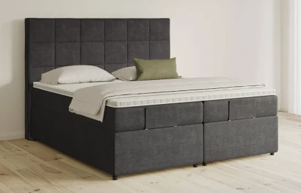 Mozart Boxspringbett Serie 5 Schubert 160x210 mit Bettkasten Feiner Stoff Carbon Grey H2/H3