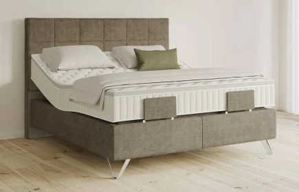 Mozart Boxspringbett Serie 5 Schubert 180x200 elektrisch Feiner Stoff Dusty Taupe H2/H3 Königliche Matratze