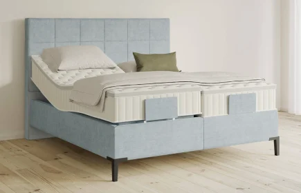 Mozart Boxspringbett Serie 5 Schubert 180x200 elektrisch Feiner Stoff Frosted Azure H2/H4 Königliche Matratze