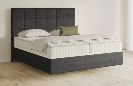 Mozart Boxspringbett Serie 5 Schubert 180x200 Feiner Stoff Anthrazit H3/H2 schwebend Königliche Matratze