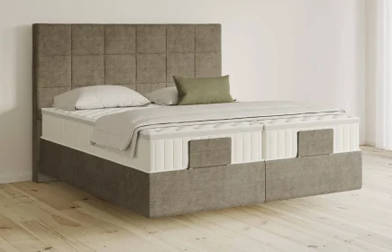 Mozart Boxspringbett Serie 5 Schubert 180x200 Feiner Stoff Dusty Taupe H3/H3 schwebend Königliche Matratze