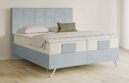 Mozart Boxspringbett Serie 5 Schubert 180x200 Feiner Stoff Frosted Azure H3/H3 Königliche Matratze