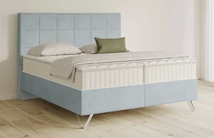 Mozart Boxspringbett Serie 5 Schubert 180x200 Feiner Stoff Pastellblau H3/H3 Königliche Matratze