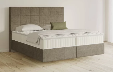 Mozart Boxspringbett Serie 5 Schubert 180x200 Feiner Stoff Taupe H3/H3 schwebend Königliche Matratze