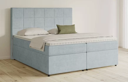 Mozart Boxspringbett Serie 5 Schubert 180x200 mit Bettkasten Feiner Stoff Pastellblau H3/H2