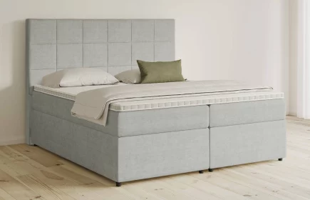 Mozart Boxspringbett Serie 5 Schubert 180x200 mit Bettkasten Feiner Stoff Silbergrau H3/H3