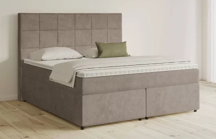 Mozart Boxspringbett Serie 5 Schubert 180x200 mit Bettkasten Samt Beigebraun H3/H2