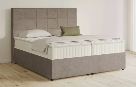 Mozart Boxspringbett Serie 5 Schubert 180x200 mit Bettkasten Samt Beigebraun H3/H3 Königliche Matratze