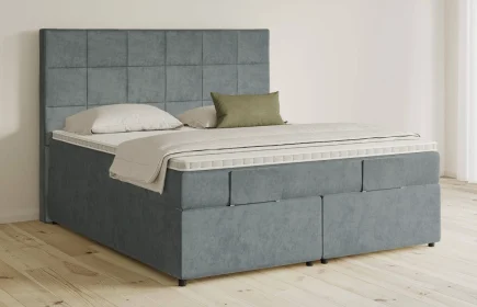 Mozart Boxspringbett Serie 5 Schubert 180x200 mit Bettkasten Samt Dusty Blues H2/H3