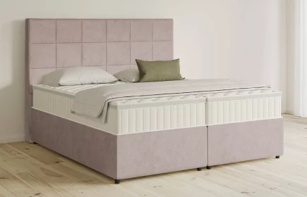 Mozart Boxspringbett Serie 5 Schubert 180x200 mit Bettkasten Samt Hellrosa H2/H3 Königliche Matratze