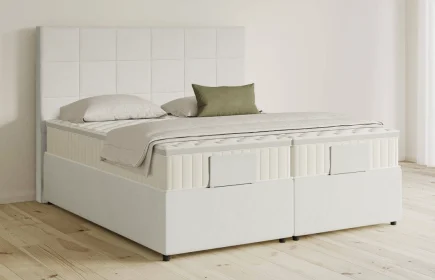 Mozart Boxspringbett Serie 5 Schubert 180x200 mit Bettkasten Samt Vanilla Nice H3/H3 Königliche Matratze