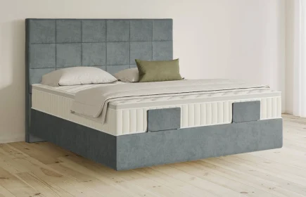 Mozart Boxspringbett Serie 5 Schubert 180x200 Samt Dusty Blues H3/H3 schwebend Königliche Matratze