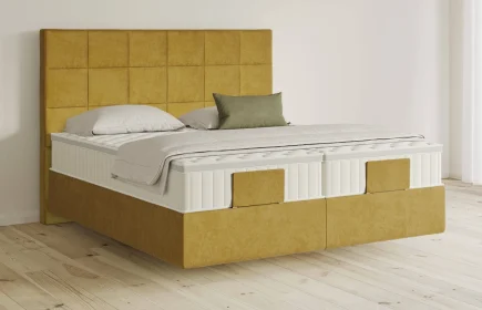 Mozart Boxspringbett Serie 5 Schubert 180x200 Samt Mustard H2/H3 schwebend Königliche Matratze