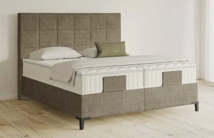 Mozart Boxspringbett Serie 5 Schubert 180x220 Feiner Stoff Dusty Taupe H2/H2 Königliche Matratze
