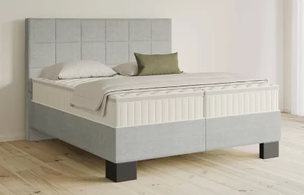 Mozart Boxspringbett Serie 5 Schubert 200x200 Feiner Stoff Silbergrau H2/H4 Königliche Matratze