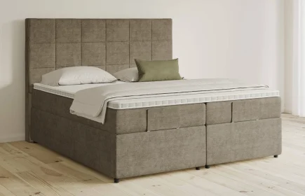 Mozart Boxspringbett Serie 5 Schubert 200x200 mit Bettkasten Feiner Stoff Dusty Taupe H3/H3