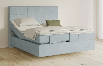 Mozart Boxspringbett Serie 5 Schubert 240x200 elektrisch Feiner Stoff Frosted Azure H3/H3 schwebend
