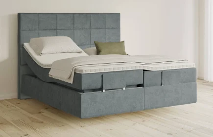 Mozart Boxspringbett Serie 5 Schubert 280x190 elektrisch Samt Dusty Blues H3/H3 schwebend