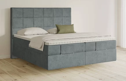 Mozart Boxspringbett Serie 5 Schubert 280x190 elektrisch Samt Pastellblau H3/H3 schwebend