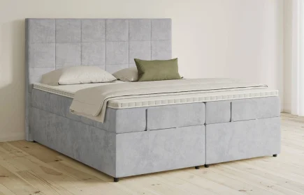 Mozart Boxspringbett Serie 5 Schubert 280x220 mit Bettkasten Samt Fog Grey H3/H2