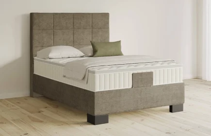 Mozart Boxspringbett Serie 5 Schubert 90x200 Feiner Stoff Dusty Taupe H3 Königliche Matratze
