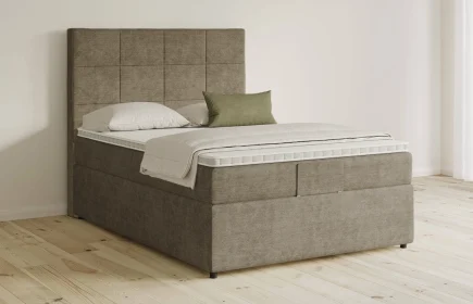 Mozart Boxspringbett Serie 5 Schubert 90x200 mit Bettkasten Feiner Stoff Dusty Taupe H3