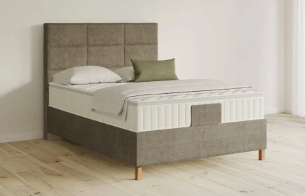 Mozart Boxspringbett Serie 5 Soler 140x200 Feiner Stoff Dusty Taupe H2 Königliche Matratze