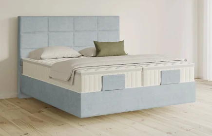 Mozart Boxspringbett Serie 5 Soler 160x200 Feiner Stoff Frosted Azure H3/H3 schwebend Königliche Matratze