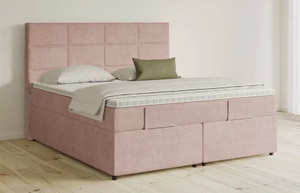 Mozart Boxspringbett Serie 5 Soler 160x200 mit Bettkasten Feiner Stoff Rose Glow H2/H3