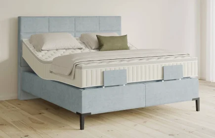 Mozart Boxspringbett Serie 5 Soler 180x190 elektrisch Feiner Stoff Frosted Azure H2/H3 Königliche Matratze