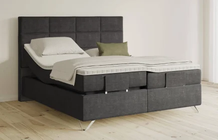 Mozart Boxspringbett Serie 5 Soler 180x200 elektrisch Feiner Stoff Carbon Grey H3/H3