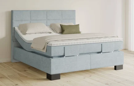 Mozart Boxspringbett Serie 5 Soler 180x200 elektrisch Feiner Stoff Frosted Azure H3/H3