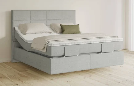 Mozart Boxspringbett Serie 5 Soler 180x200 elektrisch Feiner Stoff Lunar Mist H4/H3 schwebend