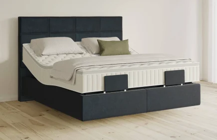 Mozart Boxspringbett Serie 5 Soler 180x200 elektrisch Samt Night Blue H3/H3 schwebend Königliche Matratze