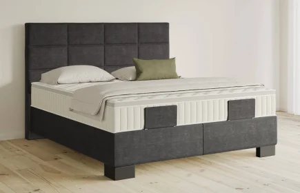 Mozart Boxspringbett Serie 5 Soler 180x200 Feiner Stoff Carbon Grey H3/H2 Königliche Matratze