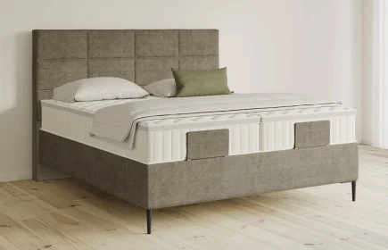 Mozart Boxspringbett Serie 5 Soler 180x200 Feiner Stoff Dusty Taupe H3/H3 Königliche Matratze
