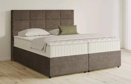 Mozart Boxspringbett Serie 5 Soler 180x200 mit Bettkasten Feiner Stoff Braun H2/H2 Königliche Matratze