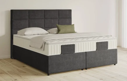 Mozart Boxspringbett Serie 5 Soler 180x200 mit Bettkasten Feiner Stoff Carbon Grey H2/H3 Königliche Matratze