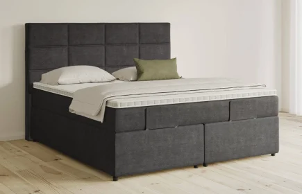 Mozart Boxspringbett Serie 5 Soler 180x200 mit Bettkasten Feiner Stoff Carbon Grey H3/H3