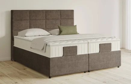 Mozart Boxspringbett Serie 5 Soler 180x200 mit Bettkasten Feiner Stoff Nutshell H2/H2 Königliche Matratze