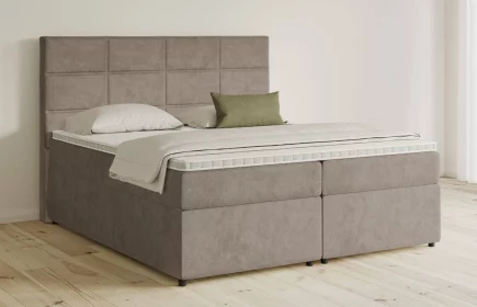 Mozart Boxspringbett Serie 5 Soler 180x200 mit Bettkasten Samt Beigebraun H3/H2